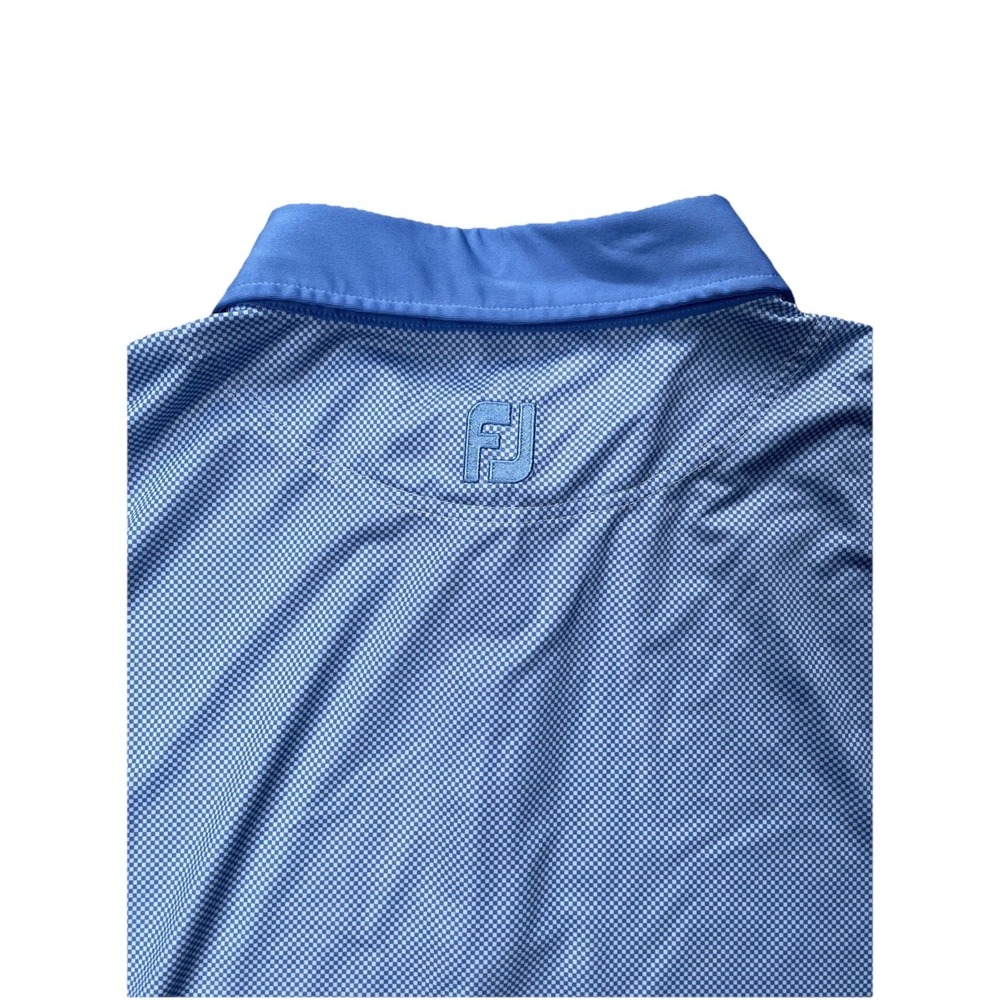 FootJoy Golf Polo Shirt Mens Large Blue White Check Performance Stretch - Picture 7 of 7